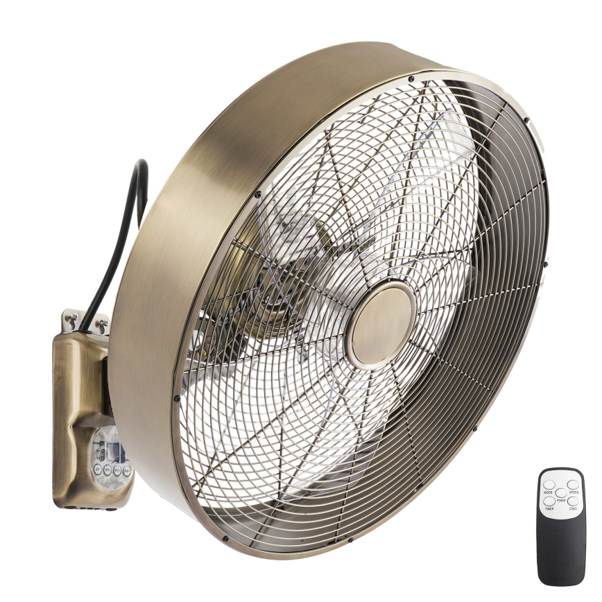 ZEVENTI - Vægventilator FANNY 50W/230V Ø 45 cm bronzefarvet + fjernbetjening