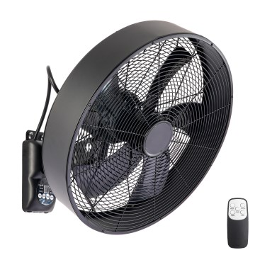 ZEVENTI - Vægventilator FANNY 50W/230V Ø 45 cm sort + fjernbetjening