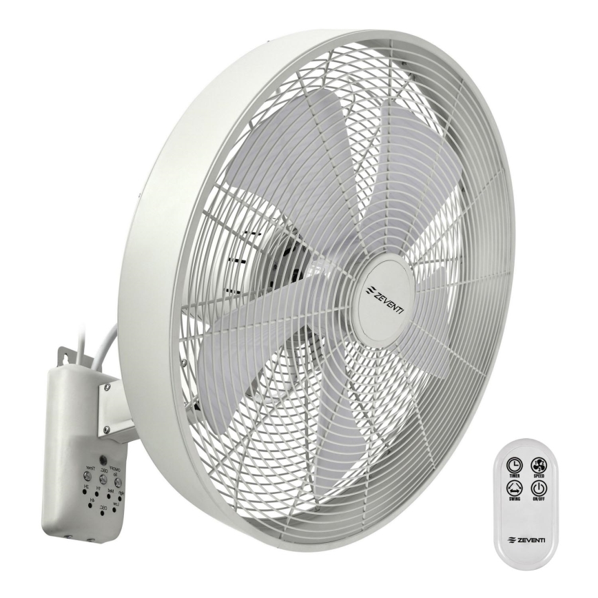 ZEVENTI - Vægventilator FREEZE 50W/230V diameter 40 cm hvid + fjernbetjening