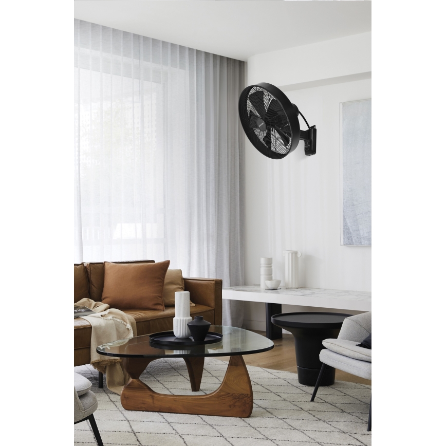 ZEVENTI - Vægventilator FREEZE 50W/230V diameter 40 cm sort + fjernbetjening