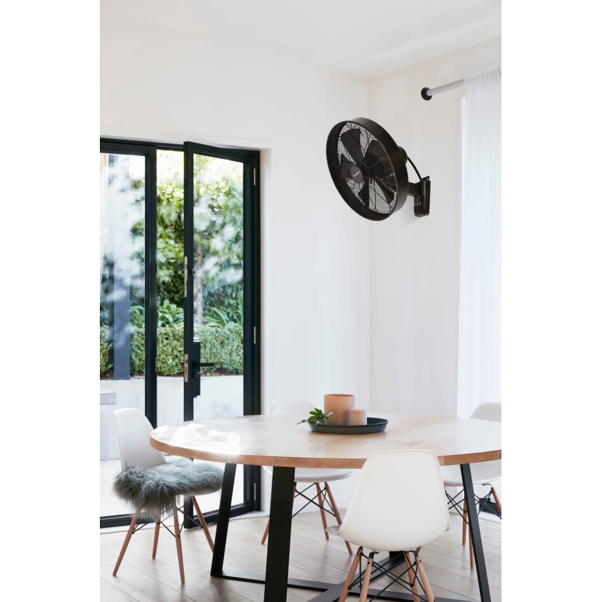ZEVENTI - Vægventilator FREEZE 50W/230V diameter 40 cm sort/brun + fjernbetjening