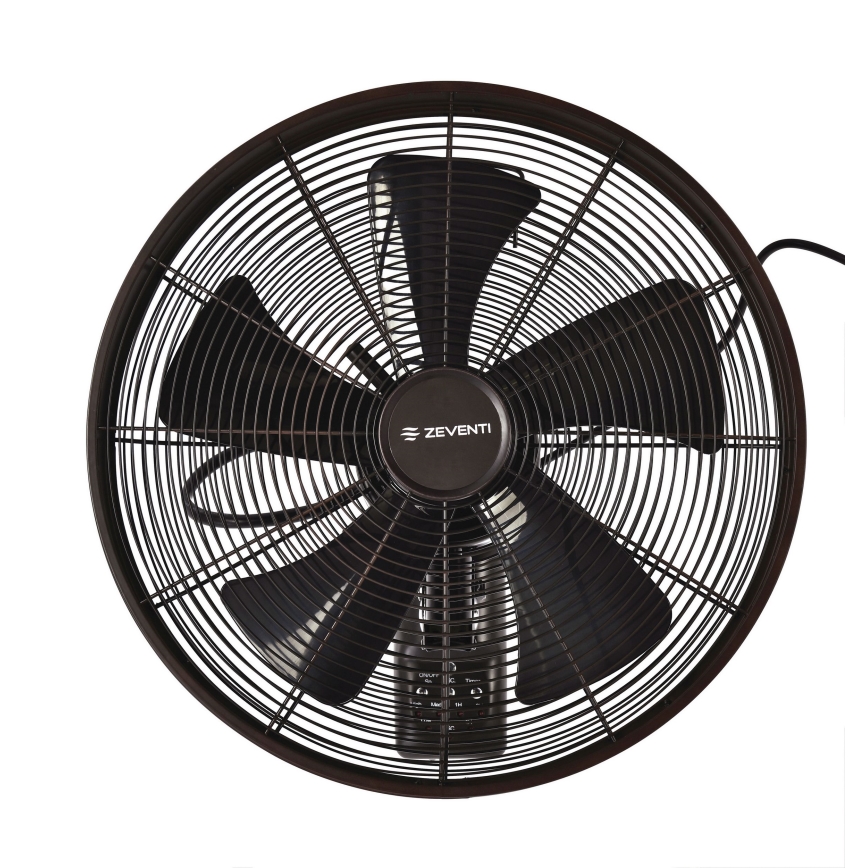 ZEVENTI - Vægventilator FREEZE 50W/230V diameter 40 cm sort/brun + fjernbetjening