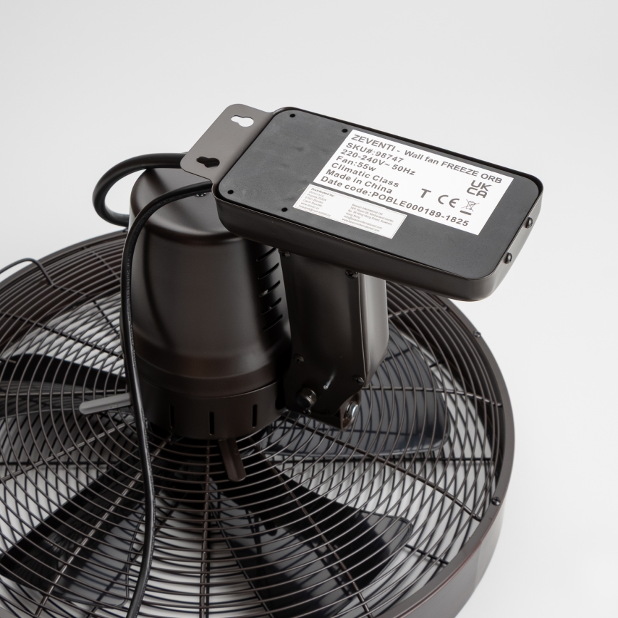 ZEVENTI - Vægventilator FREEZE 50W/230V diameter 40 cm sort/brun + fjernbetjening