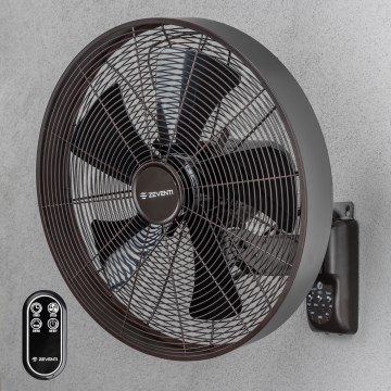 ZEVENTI - Vægventilator FREEZE 50W/230V Ø 45 cm sort/brun + fjernbetjening