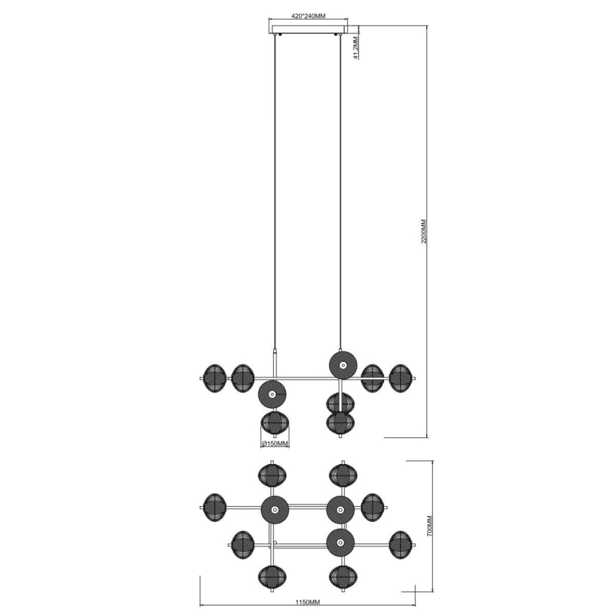 Zuma Line - LED-pendel på wire LED/63W/230V guld