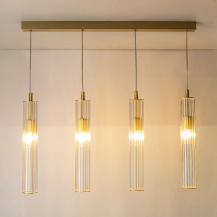 Zuma Line - Pendel med kabelophæng 4xE14/7W/230V guld