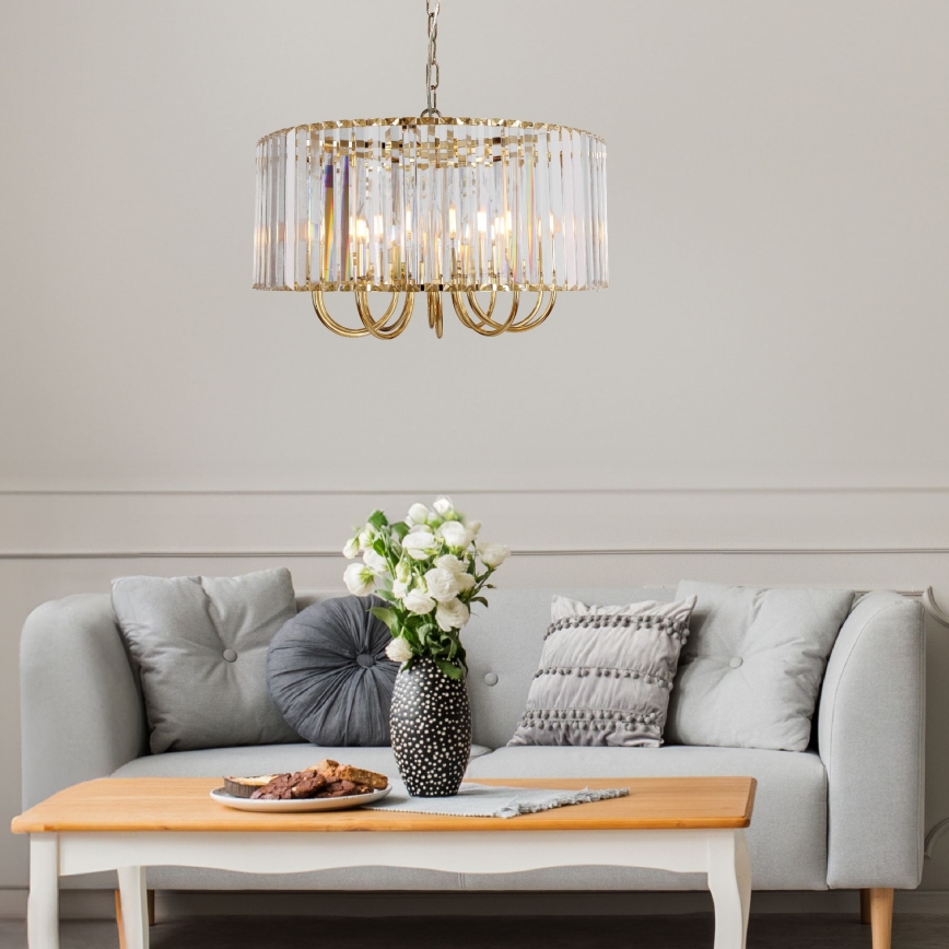 Zuma Line - Pendel med kædeophæng 10xE14/40W/230V guldfarvet