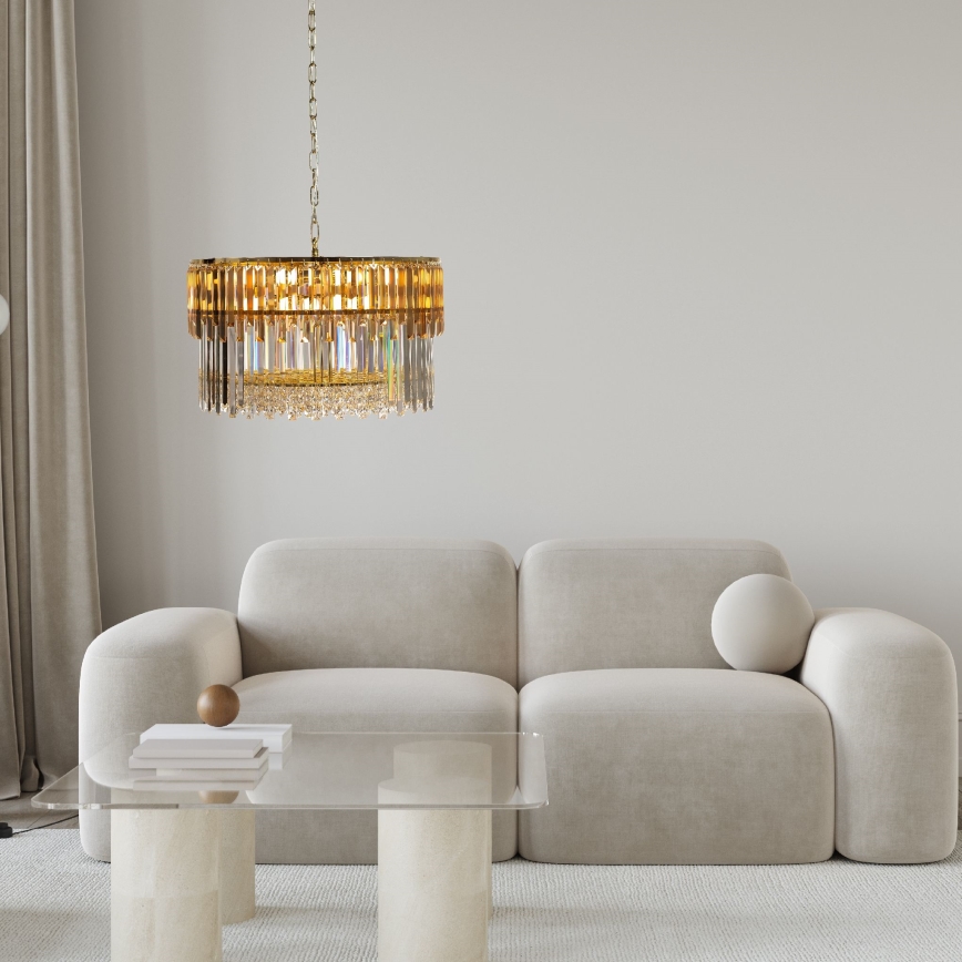 Zuma Line - Pendel med kædeophæng 16xE14/40W/230V diameter 60 cm guldfarvet