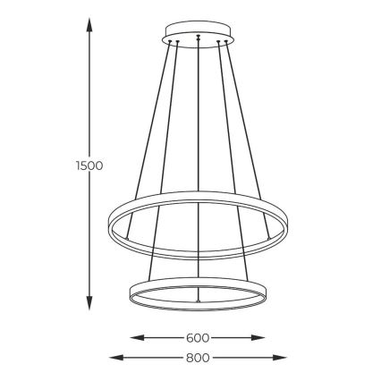 Zuma Line - LED pendel LED/60W/230V 3000/4000/6000K diameter 80 cm sort