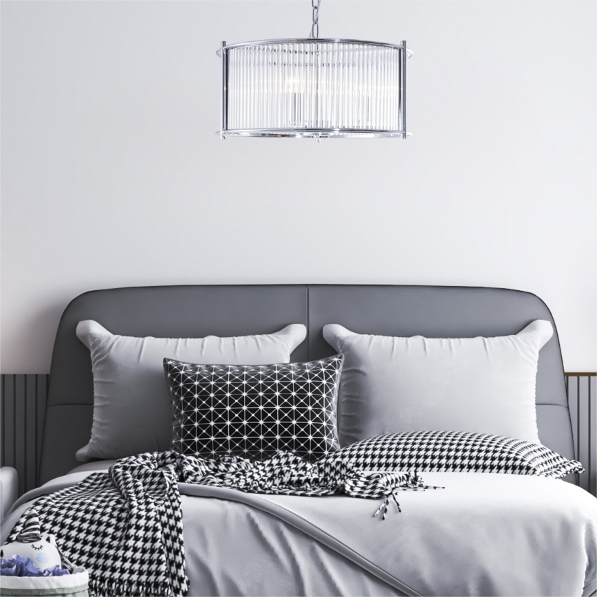 Zuma Line - Pendel med kædeophæng 3xE27/40W/230V skinnende krom