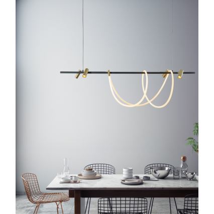 Zuma Line - LED pendel dæmpbar LED/60W + LED/7,5W/230V 2700-6000K sort/guldfarvet + fjernbetjening