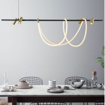 Zuma Line - LED pendel dæmpbar LED/60W + LED/7,5W/230V 2700-6000K sort/guldfarvet + fjernbetjening