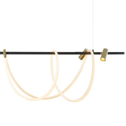 Zuma Line - LED pendel dæmpbar LED/60W + LED/7,5W/230V 2700-6000K sort/guldfarvet + fjernbetjening