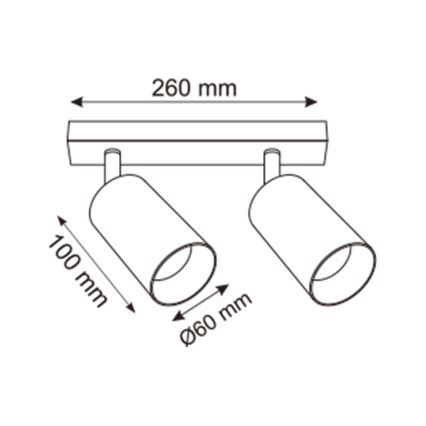 Zuma Line - Spotlampe 2xGU10/50W/230V sort/grå