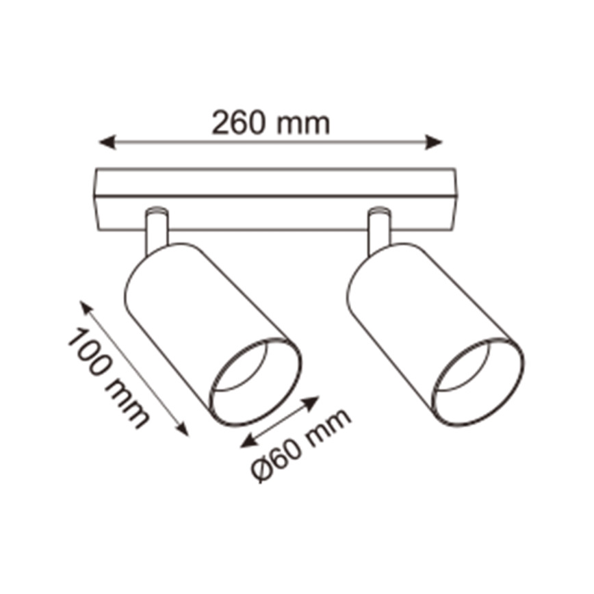 Zuma Line - Spotlampe 2xGU10/50W/230V sort/grå
