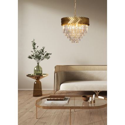 Zuma Line - Pendel med kædeophæng 9xE14/40W/230V guldfarvet