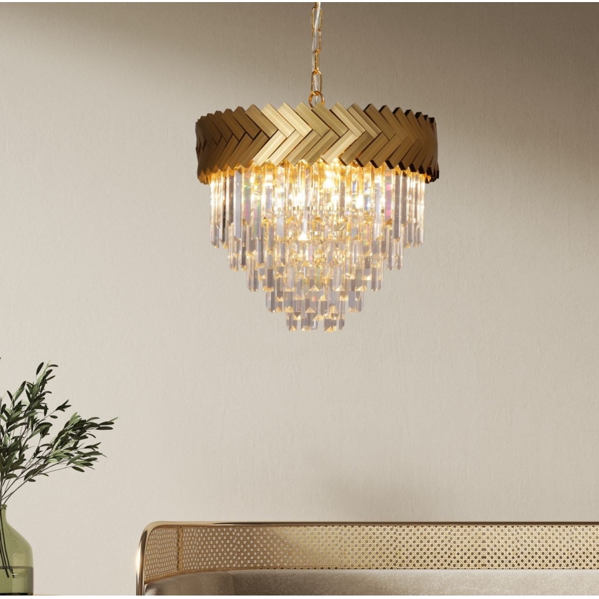 Zuma Line - Pendel med kædeophæng 9xE14/40W/230V guldfarvet