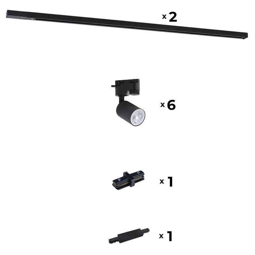 Zuma Line - Spotlampe til skinnesystem 6xGU10/10W/230V sort + skinnetilbehør