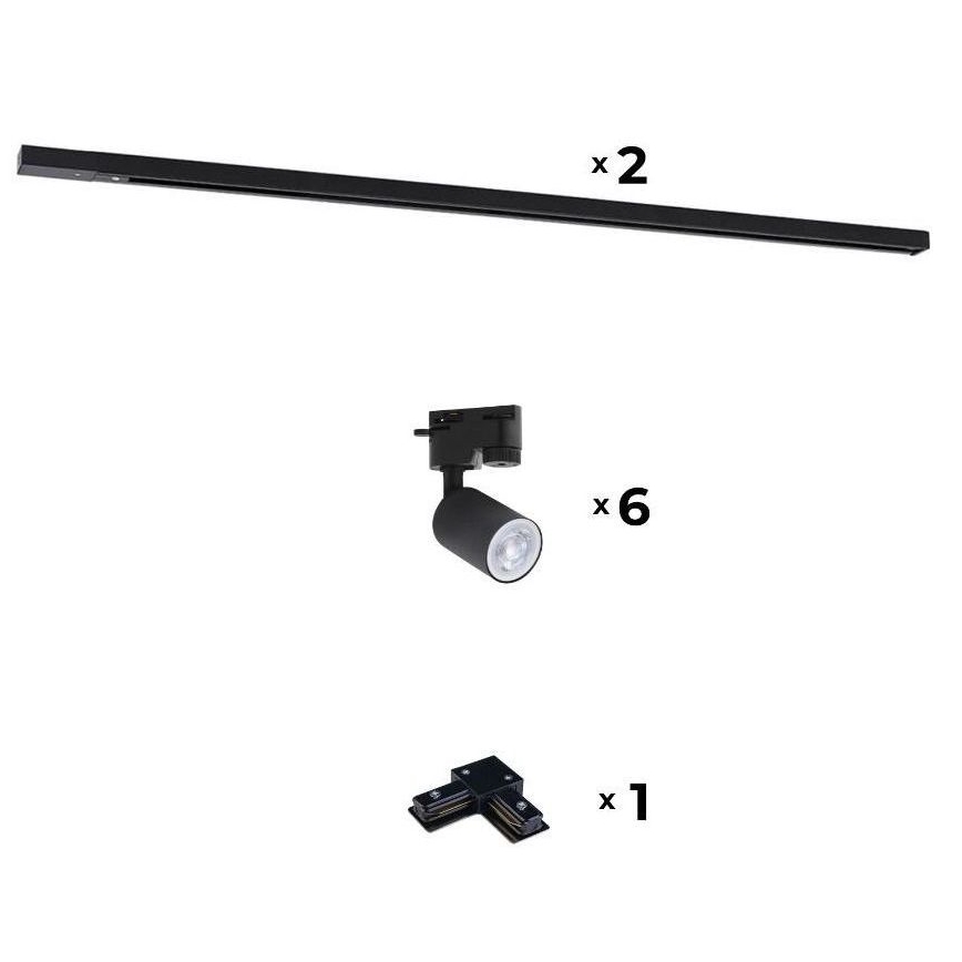 Zuma Line - Spotlampe til skinnesystem 6xGU10/10W/230V sort + skinnetilbehør