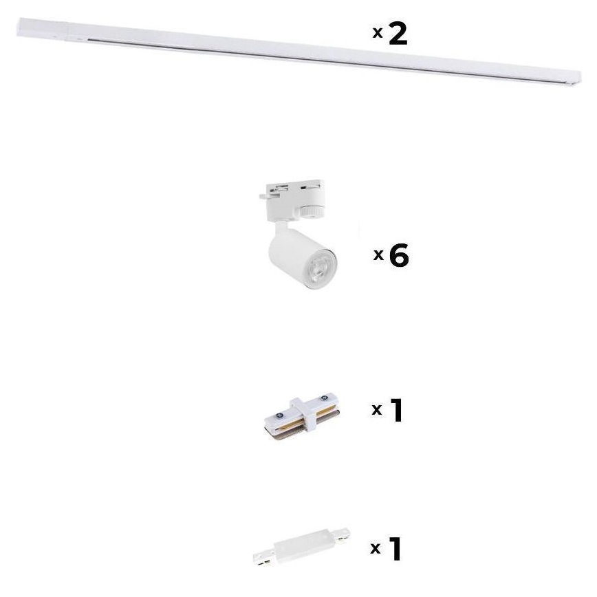 Zuma Line - Spotlampe til skinnesystem 6xGU10/10W/230V hvid + skinnetilbehør