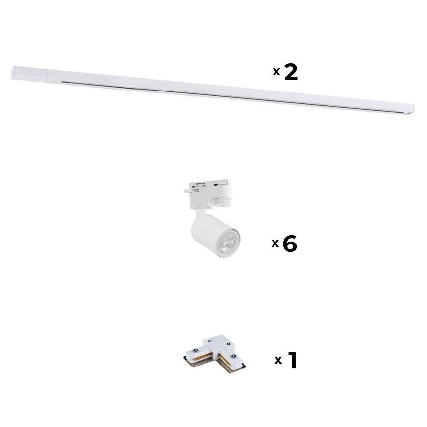 Zuma Line - Spotlampe til skinnesystem 6xGU10/10W/230V hvid + skinnetilbehør