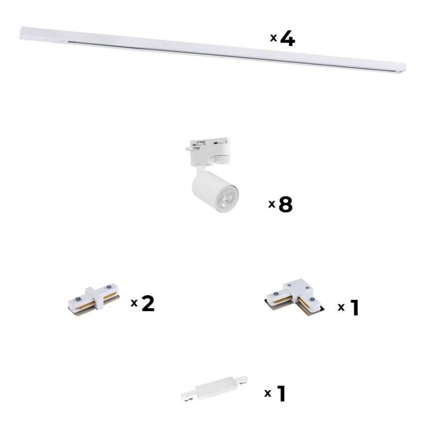 Zuma Line - Spotlampe til skinnesystem 8xGU10/10W/230V hvid + skinnetilbehør
