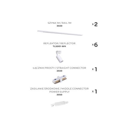 Zuma Line - Spotlampe i skinnesystem 6xGU10/35W/230V hvid