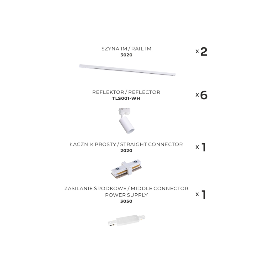 Zuma Line - Spotlampe i skinnesystem 6xGU10/35W/230V hvid
