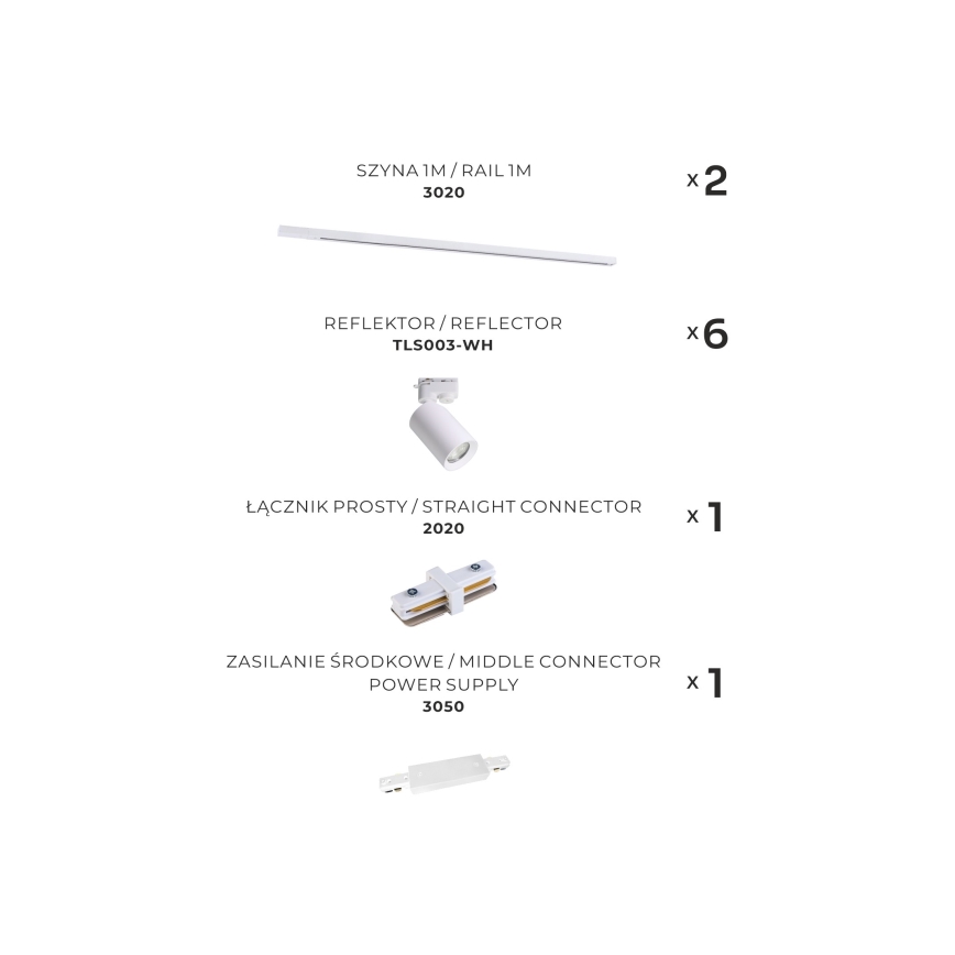 Zuma Line - Spotlampe i skinnesystem 6xGU10/35W/230V hvid