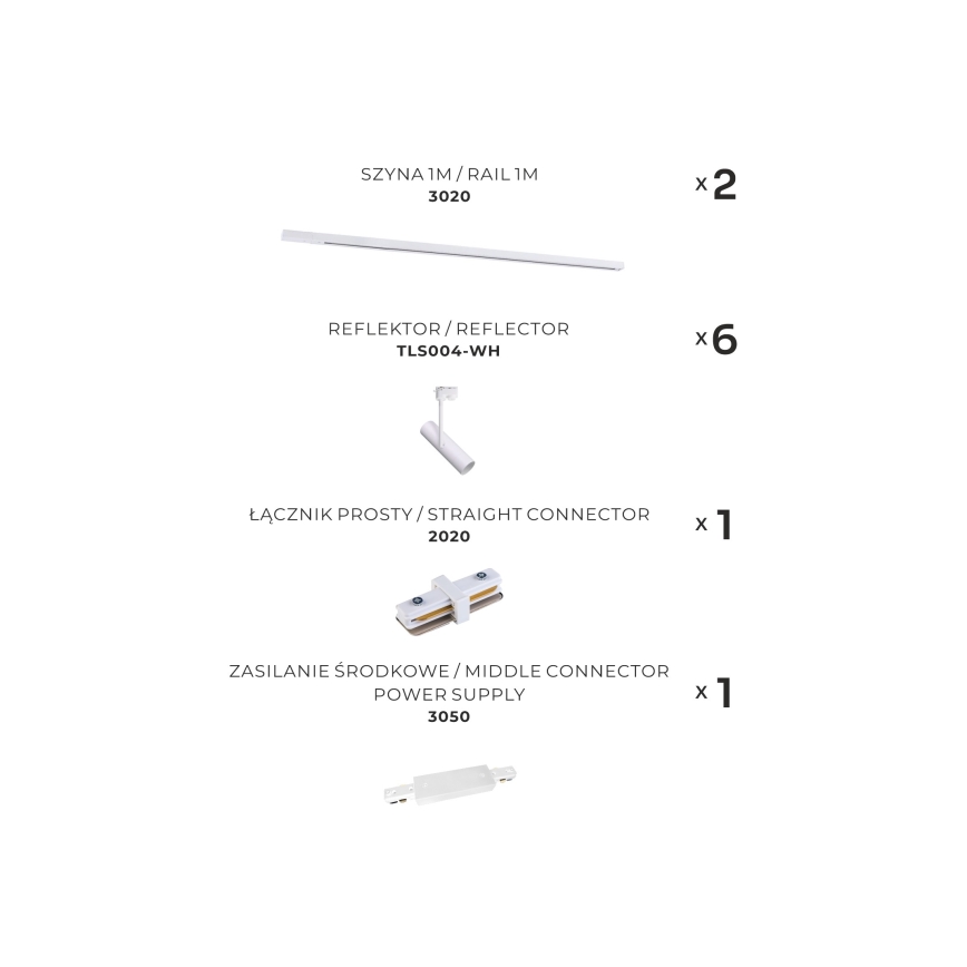 Zuma Line - Spotlampe i skinnesystem 6xGU10/35W/230V hvid