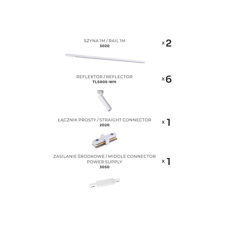 Zuma Line - Spotlampe i skinnesystem 6xGU10/35W/230V hvid