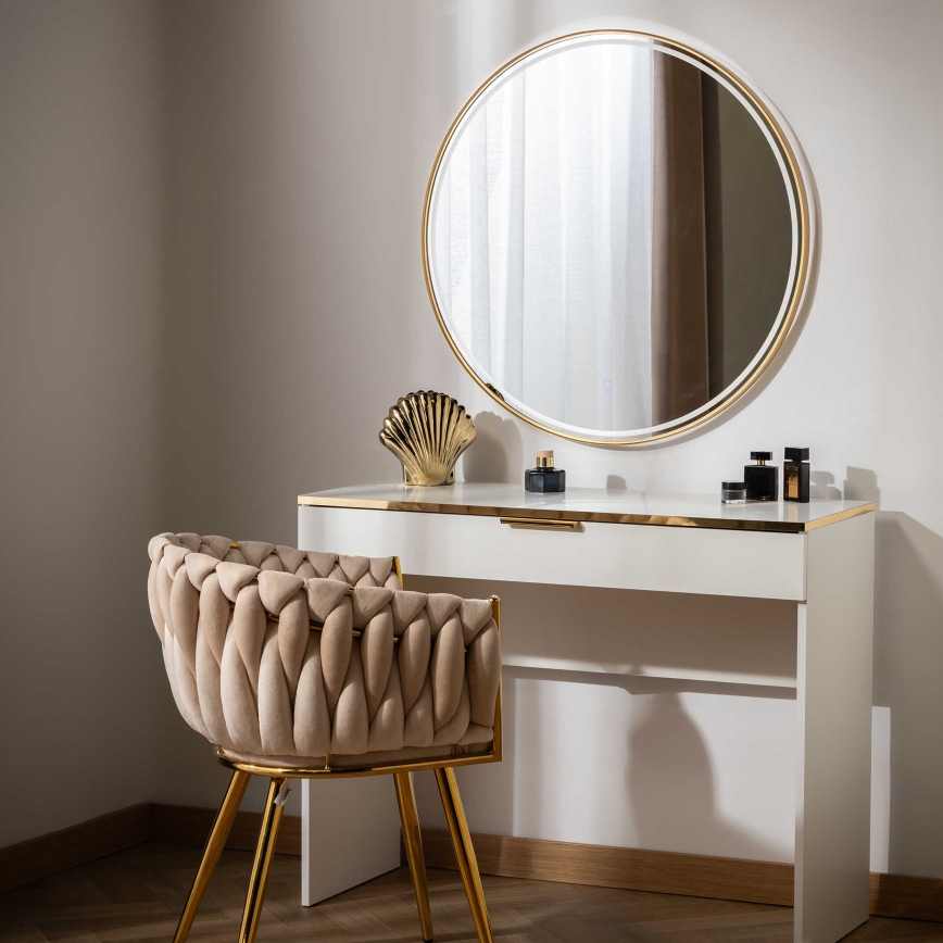 Zuma Line - LED-vægmonteret badeværelsesspejl med baggrundsbelysning LED/36W/230V 3000/4000/6000K Ø 80 cm IP44 guld