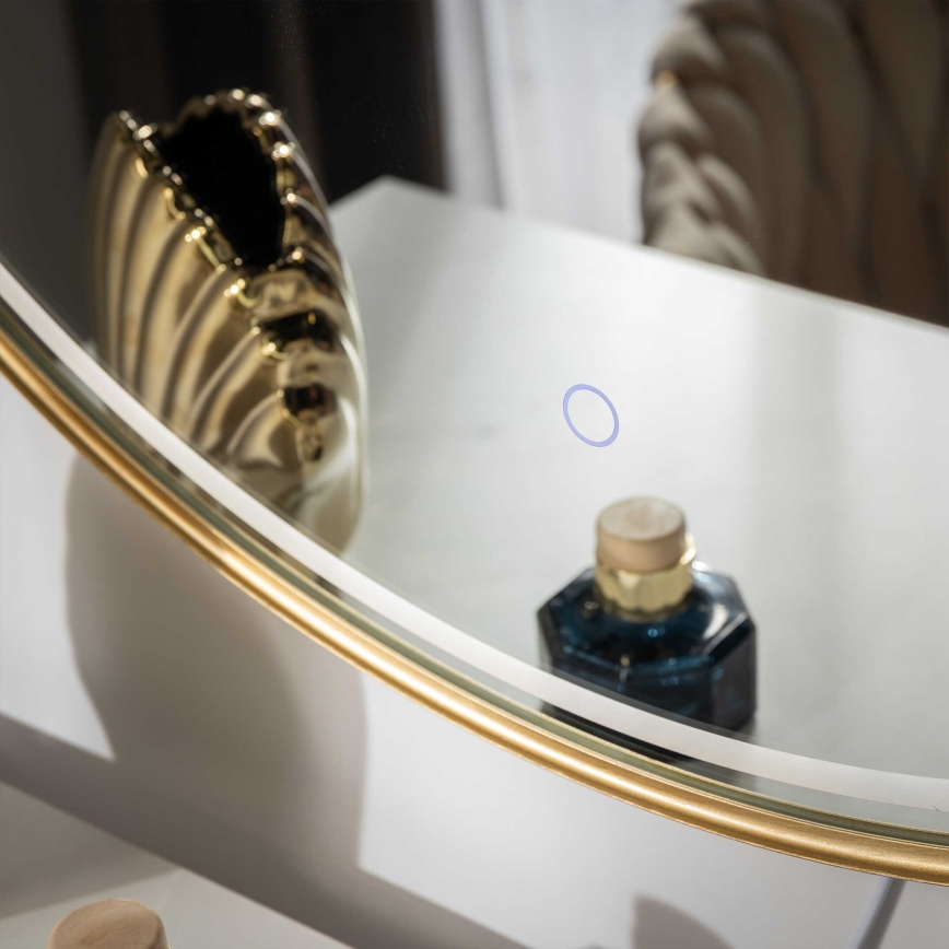 Zuma Line - LED-vægmonteret badeværelsesspejl med baggrundsbelysning LED/36W/230V 3000/4000/6000K Ø 80 cm IP44 guld