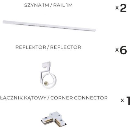 Zuma Line - Spotarmatur til skinnesystem 6xGU10/15W/230V hvid