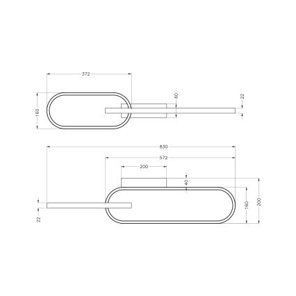 Zuma Line - LED loftlampe 2xLED/24W/230V sort/guld