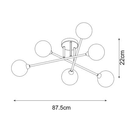 Zuma Line - Loftlampe 6xG9/3W/230V sort