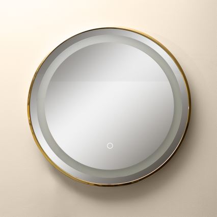 Zuma Line - LED vægspejl til badeværelse m. lys LED/24W/230V 3000/4000/6000K diameter 60 cm IP44 guldfarvet