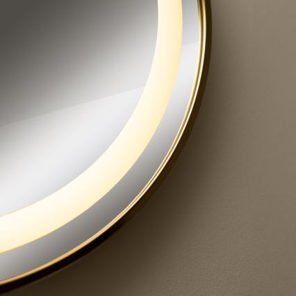Zuma Line - LED vægspejl til badeværelse m. lys LED/24W/230V 3000/4000/6000K diameter 60 cm IP44 guldfarvet