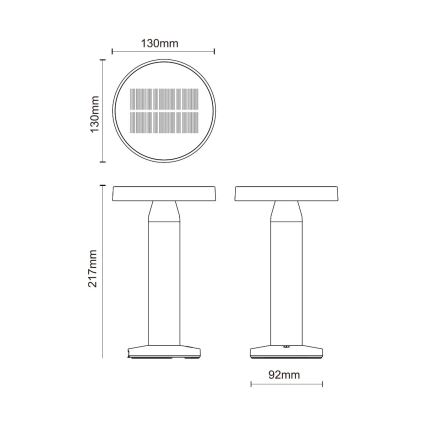 Zuma Line - Soldrevet LED bordlampe dæmpbar og genopladelig LED/2W/2000 mAh IP44 sort