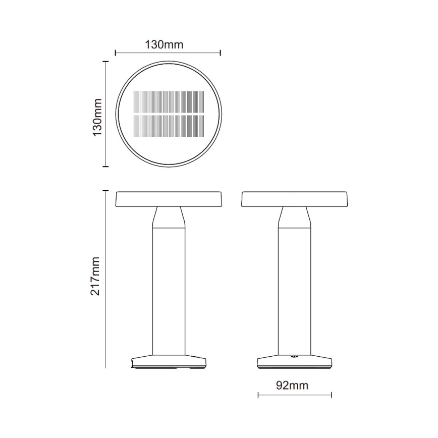 Zuma Line - Soldrevet LED bordlampe dæmpbar og genopladelig LED/2W/2000 mAh IP44 sort