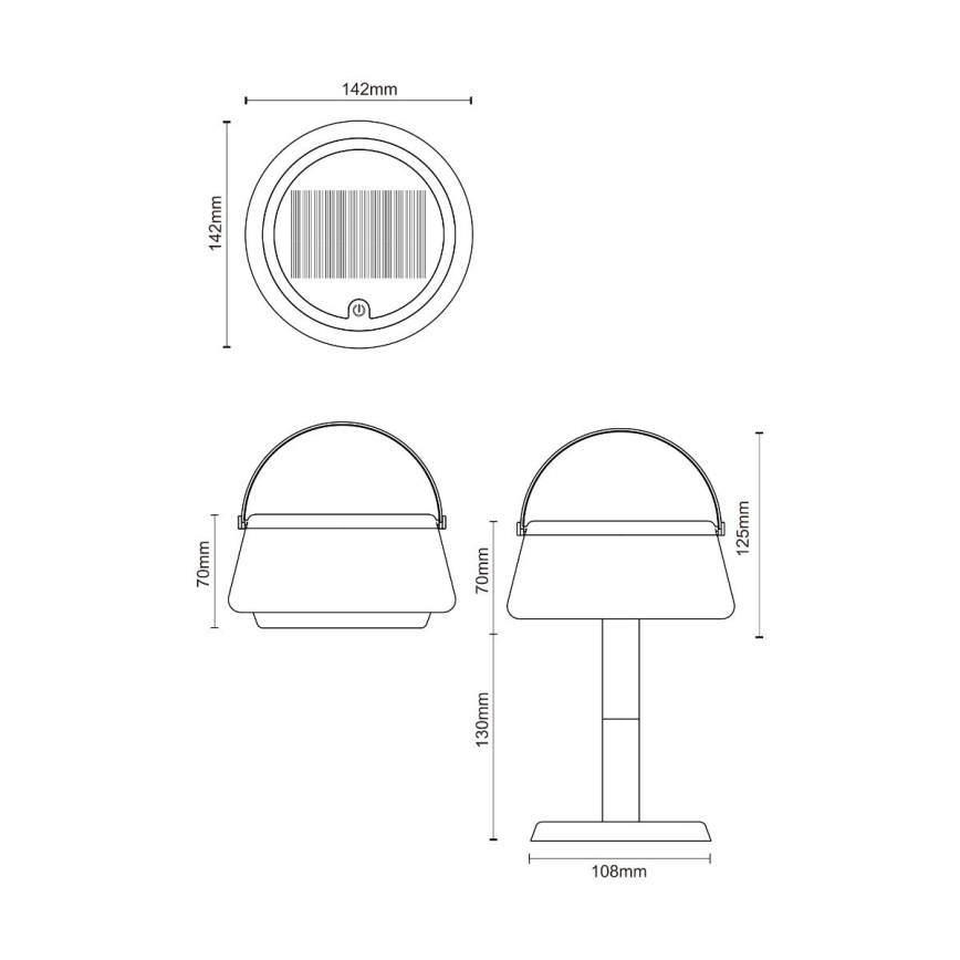 Zuma Line - Soldrevet LED bordlampe dæmpbar og genopladelig LED/2,2W/2000 mAh IP44 sort