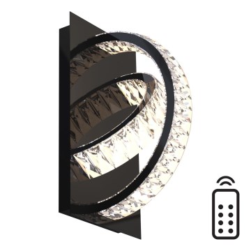Zuma Line - LED Dæmpbar krystal væglampe LED/18W/230V 2700-6000K sort + fjernbetjening