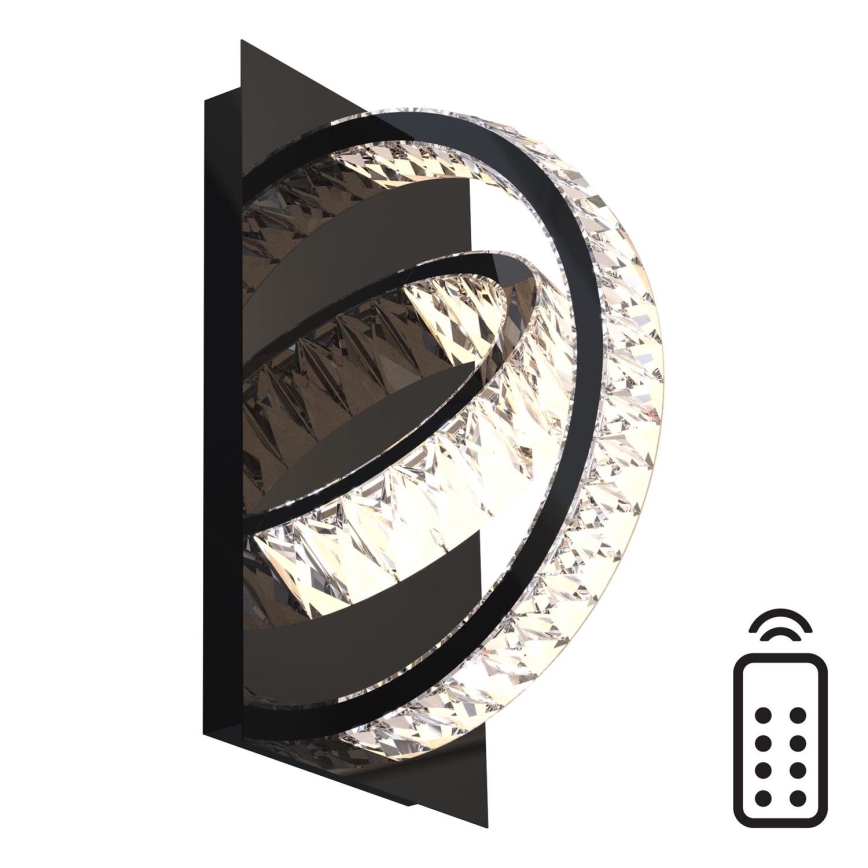 Zuma Line - LED Dæmpbar krystal væglampe LED/18W/230V 2700-6000K sort + fjernbetjening