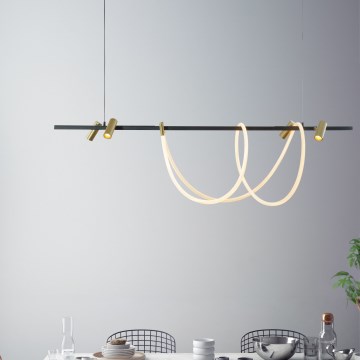 Zuma Line - LED pendel dæmpbar LED/60W + LED/7,5W/230V 2700-6000K sort/guldfarvet + fjernbetjening