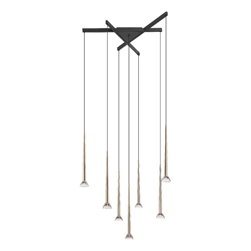 Zuma Line - LED-pendel med wireophæng 7xLED/6W/230V sort/guld
