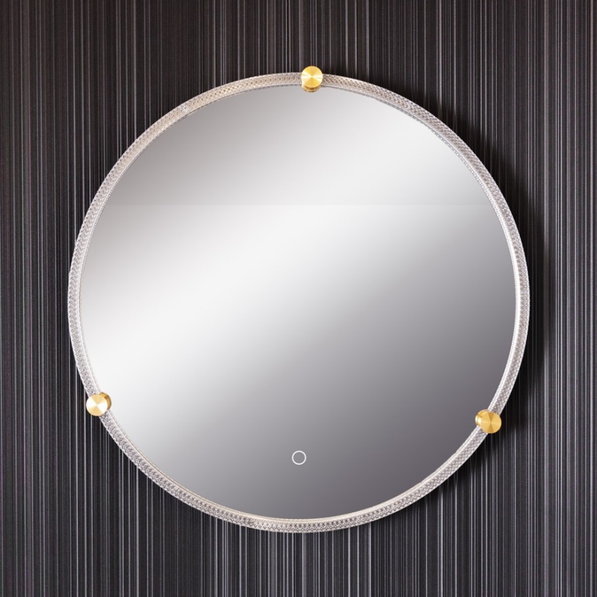 Zuma Line - LED vægspejl til badeværelse m. lys LED/24W/230V 3000/4000/6000K diameter 60 cm IP44 transparent/guldfarvet