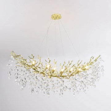Zuma Line - Lysekrone med wireophæng 14xG9/3,5W/230V 115x40 cm guld