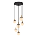 Zuma Line - Lysekrone med wireophæng, 6×E27/25W/230V, Ø 75 cm, guld/sort