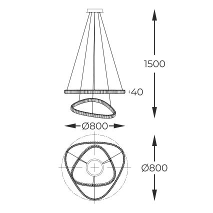 Zuma Line - LED dæmpbar krystal lysekrone på kabel LED/36W/230V 2700-6000K + fjernbetjening