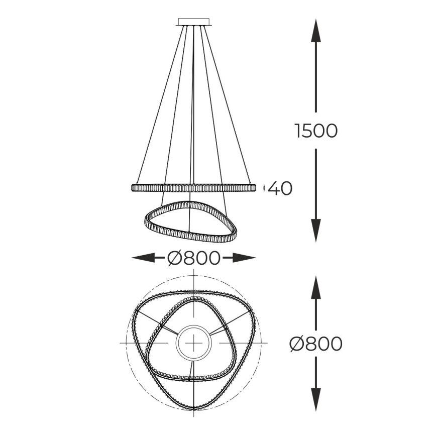 Zuma Line - LED dæmpbar krystal lysekrone på kabel LED/36W/230V 2700-6000K + fjernbetjening